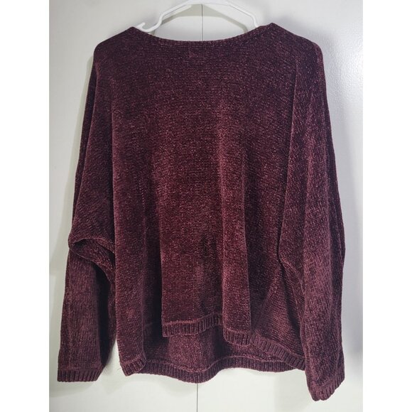 A NEW DAY Women's LG Chenille Burgundy Wine Boat Neck Pullover Sweater Holiday - Picture 2 of 8